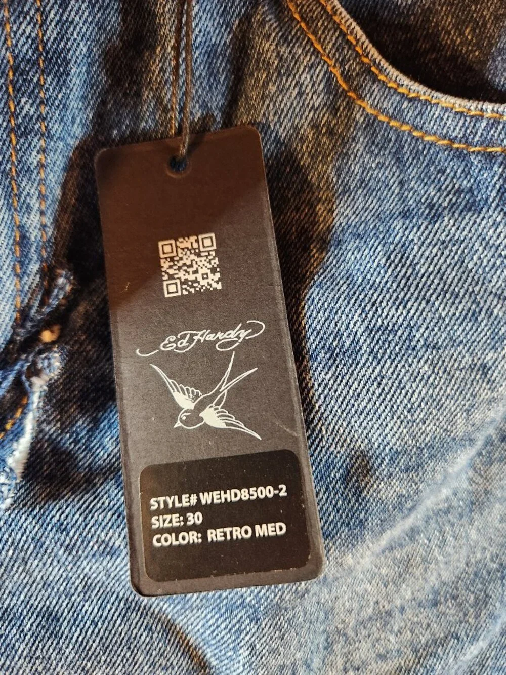 Ed Hardy Jeans 30 Wide Leg Born Free Swallow Tattoo Y2K